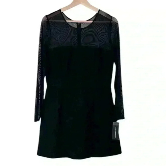 NWT French Connection Sheer Long Sleeve A Line Dress | Black | SZ‎ 10 - Picture 4 of 11